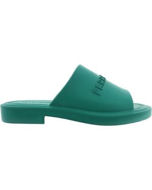 Ferragamo Giuneva Logo Embossed Slides - Green