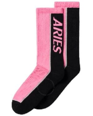 Aries Jacquard Logo Credit Card Socks - Pink