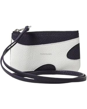 Ferragamo Cut-Out Leather Zip Pouch - Blue