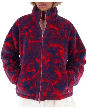 Burberry Rose-Print Fleece Reversible Jacket, Brand Size 12 (Us - Purple