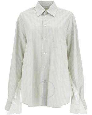 MM6 by Maison Martin Margiela Striped Oversized Long-Sleeved Shirt, Brand Size 38 Us - Grey