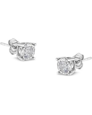 Haus of Brilliance Sterling 1/2 Carat Tdw Solitaire Diamond Stud Earrings (H-I, I1-I2) - Metallic