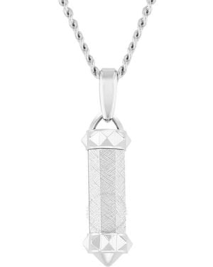 Robert Alton Stainless Steel Textured Barrel Pendant - White