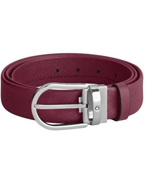 Montblanc Saffiano-Embossed Leather Horseshoe Buckle Belt - Red