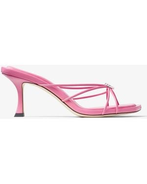 Jimmy Choo Indiya 70Mm Leather Mule Sandals, Brand Size 35.5 Us - Pink