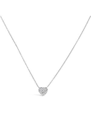 Haus of Brilliance 14K 1/4 Cttw Diamond Composite Heart Pendant Necklace - Metallic