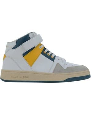 Saint Laurent Lax Colour-Block Mid-Top Trainers, Brand Size 40 Us - Blue