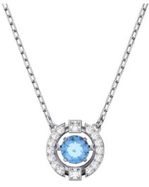 Swarovski Ladies Rhodium Plated Sparkling Dance Necklace - Blue