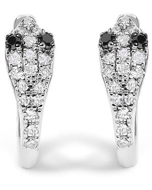 Haus of Brilliance 10K 1/5 Cttw Diamond Snake Eyes Huggy Hoop Earrings - Black