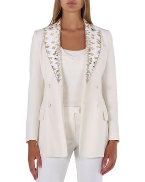 Roberto Cavalli Ladies Mirror Snake Double Breasted Jacket, Brand Size 38 (Us - White