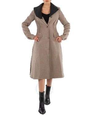 JW Anderson Ladies Clay Check-Print A-Line Coat, Brand Size 8 (Us - Brown