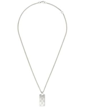 Gucci Signature Gg Dog Tag Necklace - Metallic