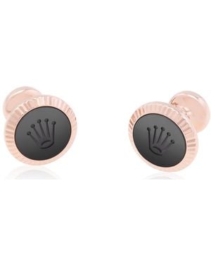 Rolex 18 Kt Everose Fluted Cufflinks - Multicolour