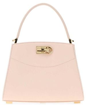 Ferragamo Pastel Leather Small Studio Box Handbag - Pink