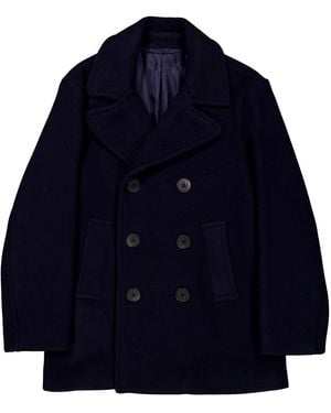Burberry Double-Breasted Wool Peacoat, Brand Size 48 Us - Blue