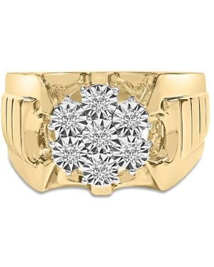 Haus of Brilliance 14K Plated .925 Sterling 1/3 Cttw Miracle-Set Floral Diamond Cluster Ring - Metallic