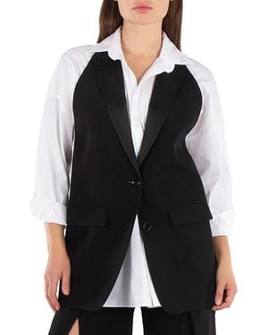 Burberry Wool Tailored Blazer Vest With Satin Peak Lapels, Brand Size 14 (Us - Black