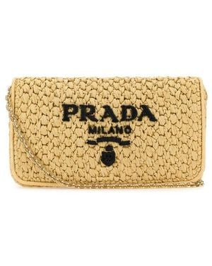 Prada Raffia Crossbody Bag - Metallic