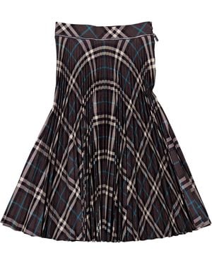 Burberry Check Pleated Midi Skirt, Brand Size 4 Us - Black