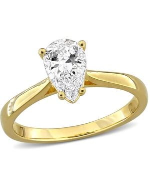 Created Forever 1Ct Tw Pear-Shaped Lab-Grown Diamond Solitaire Engagement Ring With Side Accents - Metallic