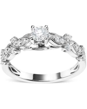 Haus of Brilliance 14K 1/2 Cttw Diamond Vintage Style Engagement Ring (G-H Colour, Vs2-Si1 Clarity) - Metallic
