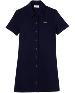 Lacoste Cotton Buttoned Polo Dress, Brand Size 40 Us - Blue