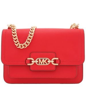 Michael Kors Large Heather Leather Shoulder Bag - Red