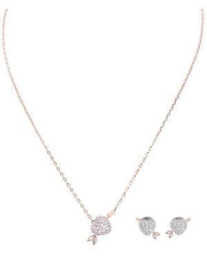 Swarovski Idyllia Heart With Arrow Earring And Necklace Set - Metallic