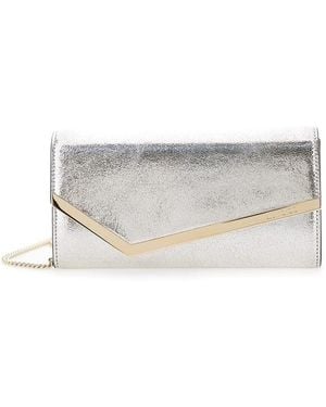 Jimmy Choo Emmie Champagne Clutch With Chain - Metallic