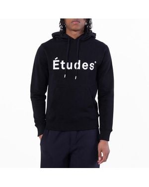 Etudes Studio Klein Logo Print Cotton Hoodie - Black