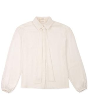 Bally Cotton Tie-Neck Blouse, Brand Size 36 Us - White