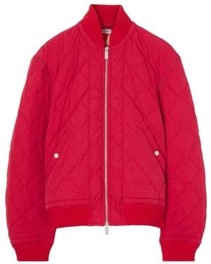 Burberry Quilted Nylon Bomber Jacket - Red