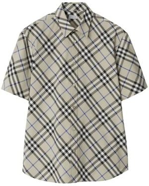 Burberry Check Cotton Poplin Shirt - Gray