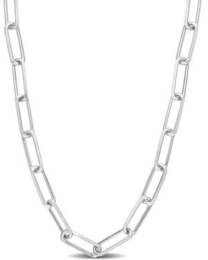 Amour 5Mm Diamond Cut Paperclip Chain Necklace - Metallic
