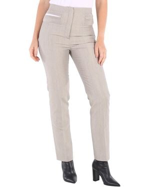 Burberry Technical Wool Reconstructed Trousers, Brand Size 6 (Us - Natural