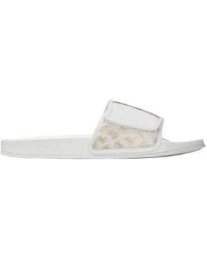 Jimmy Choo Fitz Monogram Print Plexi Sandals, Brand Size 41 Us - White
