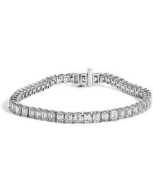 Haus of Brilliance Igi Certified 14K 10.0 Cttw Emerald Cut Lab Grown Diamond Tennis Bracelet - Metallic