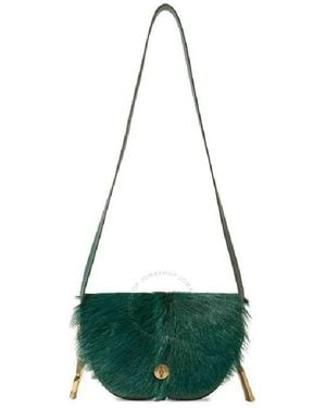 Burberry Chess Satchel Goat-Fur Crossbody Bag - Green