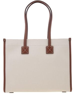 Burberry Freya Small Two-Tone Canvas And Leather Tote - Brown