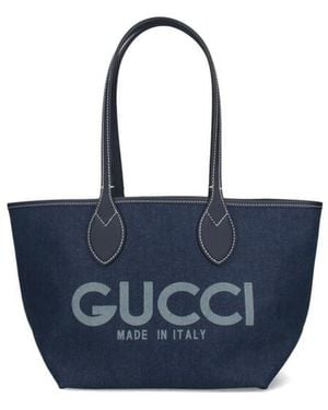 Gucci Small Reversible Tote Bag Tostissima - Blue