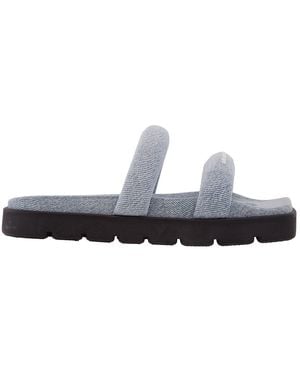 T By Alexander Wang Jay Denim Flatform Sandals - Blue