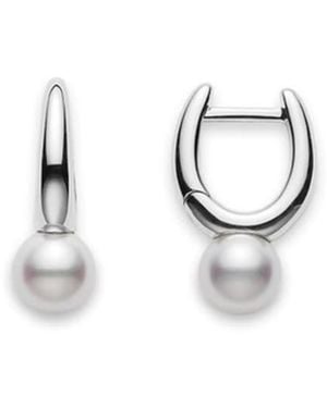 Mikimoto Classic Elegance Akoya Cultured Pearl Hoop Earrings - Metallic
