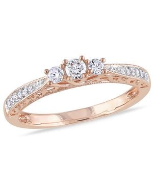 Amour 1/4 Ct Tw Diamond 3-Stone Engagement Ring - Pink