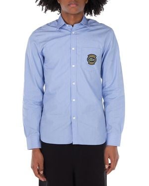 Lacoste Striped Cotton Poplin Long-Sleeve Shirt - Blue