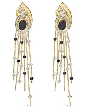 Haus of Brilliance 14K 1.0 Cttw Diamond And Sapphire Chandelier Earrings - Metallic