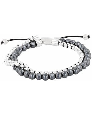 Robert Alton Stainless Steel Hematite Bead Bolo Bracelet - Metallic