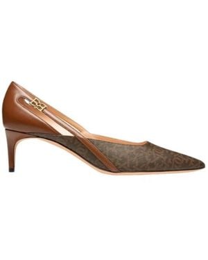 Bally Elsa B Chain Pointed Leather Court Shoes, Brand Size 39 Us - Brown