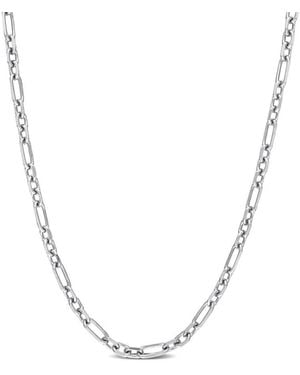 Amour 3Mm Diamond Cut Figaro Chain Necklace - Metallic