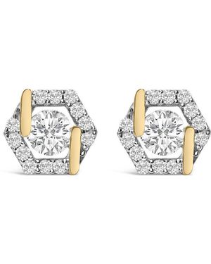 Haus of Brilliance 14K Plated 7/8 Cttw Lab Grown Diamond Hexagon Stud Earrings - Metallic