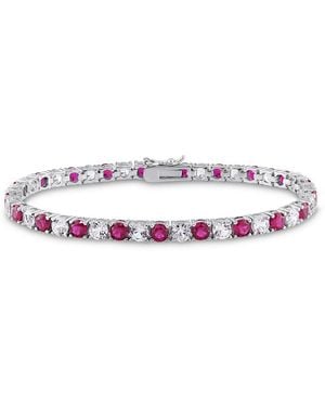 Amour 14 1/2 Ct Tgw Created Ruby And Created Sapphire Bracelet - White